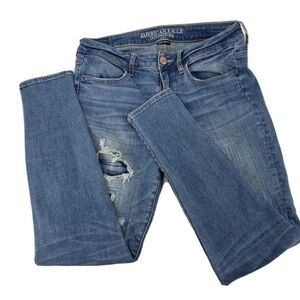American Eagle Outfitters Women's Distressed Blue Skinny Jeans